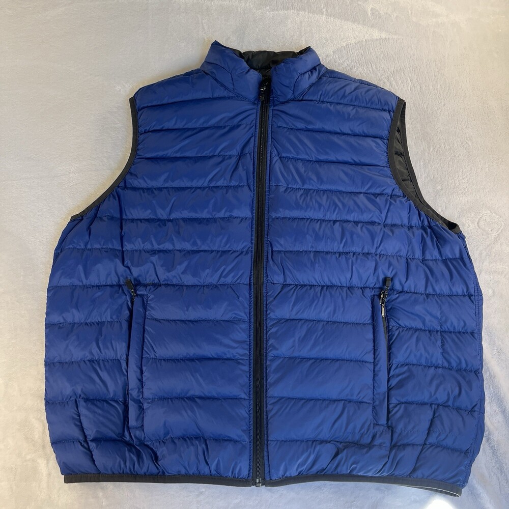 Hawke & Co Men’s Reversible Down Puffer Vest Royal Blue Black Packable XL